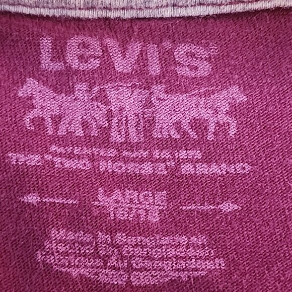Levi Strauss & Co. Maroon Cotton Short Sleeve White Logo Kids Tee Size L 16/18 - Picture 12 of 16